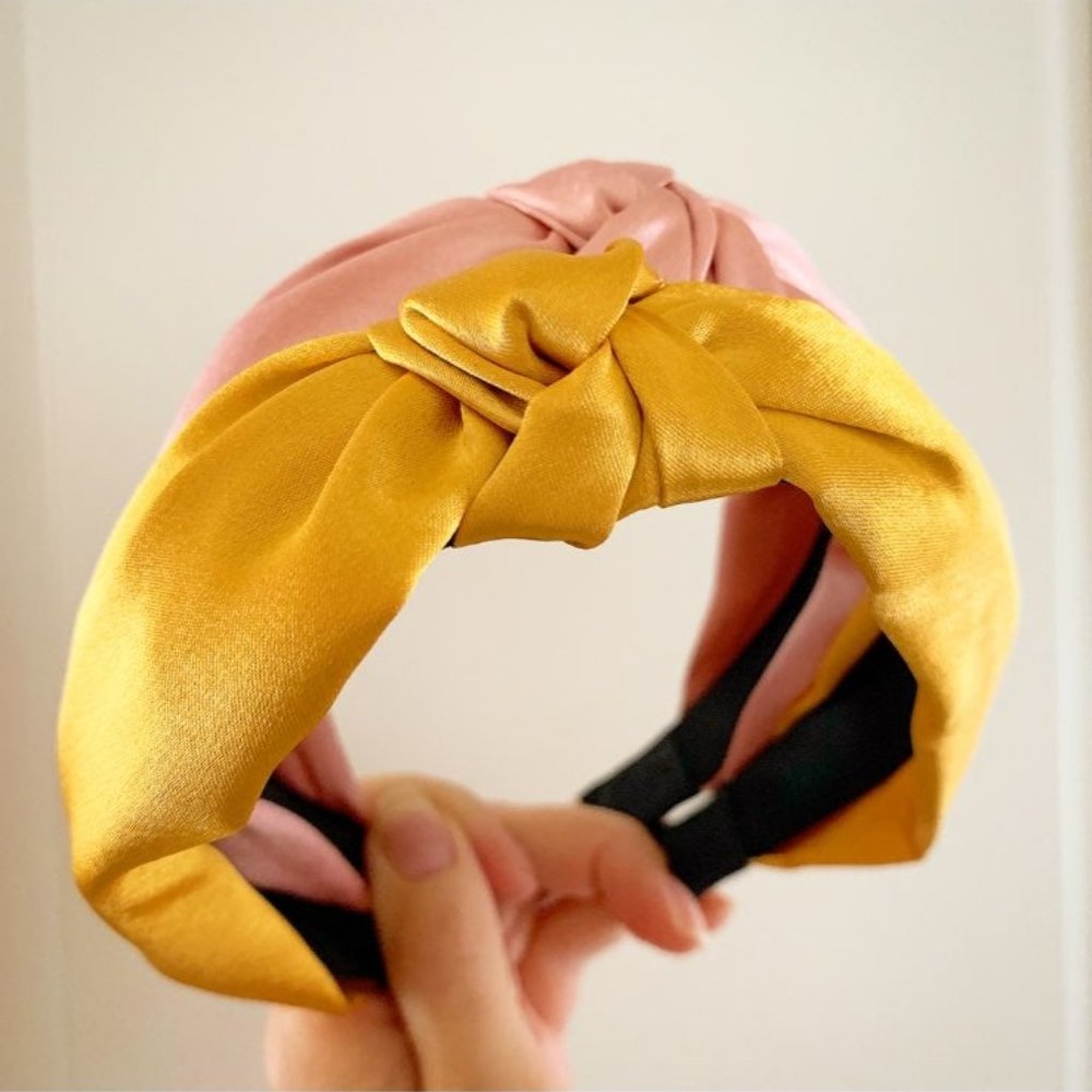 2 piece satin knot turban headbands